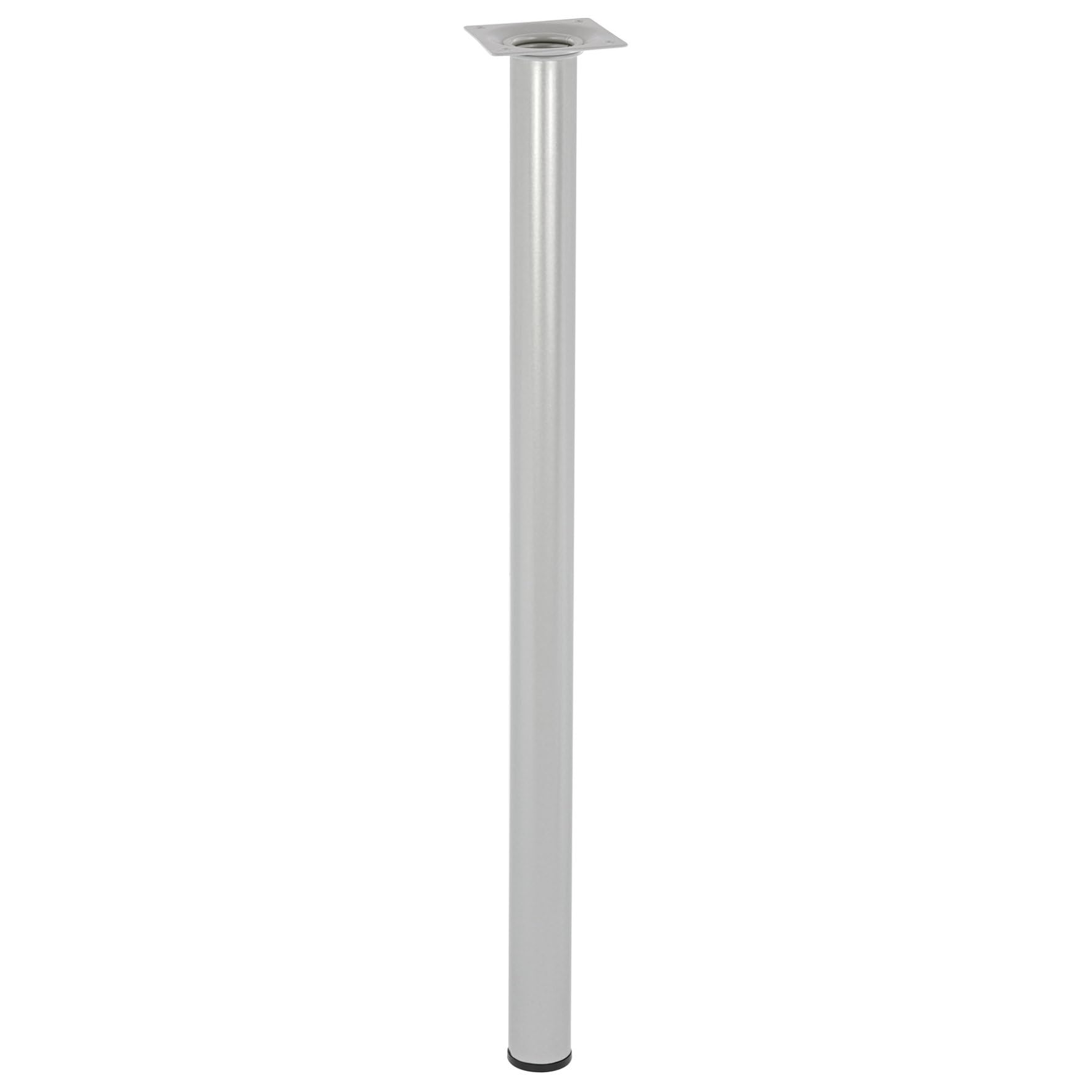 WAGNER Classic Retro 12125001 Furniture Leg Diameter 30 x 500 mm Integrated Mounting Plate 60 x 60 mm Internal Thread Diameter 10 mm Powder-Coated Steel Aluminium Silver