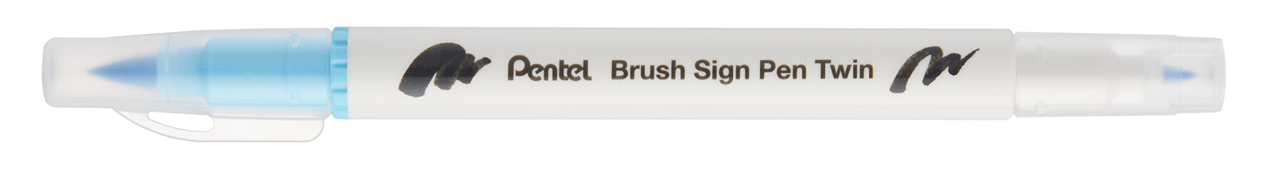 Pentel Brush Sign Pen Twin Tip Baby Blue - Pack of 10