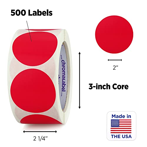 ChromaLabel 2 Inch Round Label Permanent Color Code Dot Stickers, 500