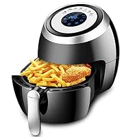 Air Fryer Deep Oven Cooker (3.8-Quart Basket 5L-Frying Pot) Programmable Electric Powered Machine Airfryer Kit (Black 3.8Qt)
