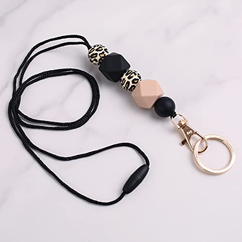 Badge Lanyards for Women, Fashion Silicone Beaded Lanyard Breakaway Lanyard Necklace with Metal Clasp