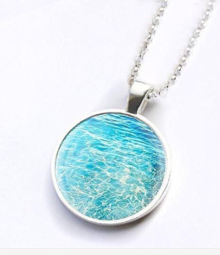 nautical necklace water ripples pendant wearable art water reflections photography necklace ocean pendant nautical teal aqua waves necklace