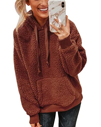 KIRUNDO WOMEN’S 2025 WINTER FUZZY FLEECE HOODIES SWEATSHIRTS...