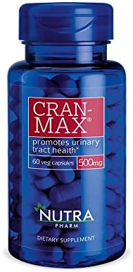 Cranberry Concentrate Pills 500mg, 60 Veg capsules, Promotes Urinary Tract Infection and Urinary Tract Health by NUTRA PHARM , GLUTEN FREE, VEGETARIAN