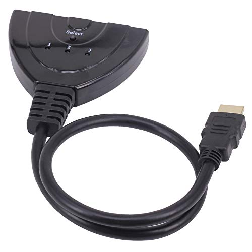 HD Switcher, HDMI 3 x 1 Switcher, HDMI Splitter, Yeworth 3-Port 1080P HDMI Switches Selector HD Hub Switch Connetor Compatible with HDTV PC Projector PS3 PS4 Xbox STB Gold Plated