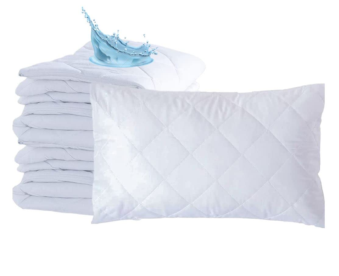 Waterproof Pillow Protectors 4 Pack Quilted Zipped Breathable Hypoallergenic Anti-Bacterial 100% Cotton Pillows Protection Covers - Hotel Quality 50 x 75cm White Pillowcases Pack of 4 (50x75 cm)