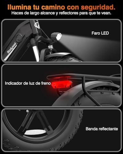 F20Pro Bicicletas Eléctricas Adultos, 20x4” e-Bike Todo Terreno, 250W 48V 20Ah Batería, 7 Velocidades, Suspensión Ajustable, Frenos de Disco Doble- Plegable (Negro)