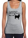 I'm Spending Valentine's With One True Love My Cat Juniors Tank Top Large Sport Grey