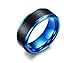 XUANPAI Custom Engraved 8mm Two-Tone BlueTungsten Carbide Wedding Promise Ring Band,Size 7-11