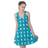 PattyPattern Womens Dental Care Dentist Repair Clinic Elements Pattern Reversible Sleeveless Dress (M, Turquoise)