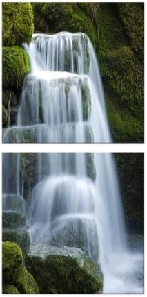 WATERFALLS Modern Digital Wall Art Print Mounted on Fiberboards/Better than Canvas Print/Ready to Hang 2 Panel Set (12X12X0.4"(each panle)X2Panels)