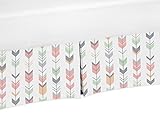 Sweet Jojo Designs Coral, Mint and Gray Crib Bed Skirt Dust Ruffle for Girls Mod Arrow Collection Baby Bedding Sets