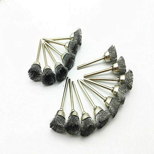 BE-TOOL Steel Wire Brush Polishing Wheels Set Kit for Rotary Tool Drill Bit 3 Mode (15 pcs Cup Wire Brush)