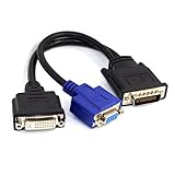 DMS 59 Pin VGA DVI Cable, CABLEDECONN DMS 59 Pin Male to DVI VGA Female Dual Monitor Extension Cable Adapter for Lhf Graphics Card (dus 59 pin Dual vga+dvi)