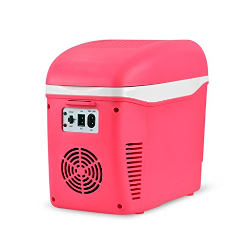 Click Here to See More Images YI HOME- Mini Fridge Horizontal Portable Car Home Dual-Use Cooling Heating Small Dormitory Insulation Refrigerator,7.5L,Pink