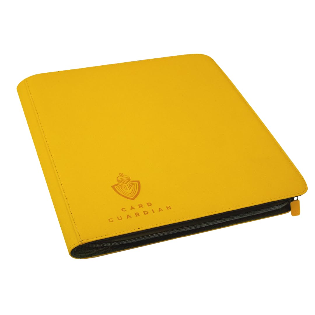 Card Guardian - 12 Pocket Premium Binder with Zipper for 480 Cards - Side Loading Pockets for Trading Card Games TCG (Yellow) Image