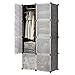 KOUSI Portable Closet Clothes Wardrobe Bedroom Armoire Storage Organizer with Doors, Capacious & Sturdy, Black (5 Cubes&1 Hanging Section)