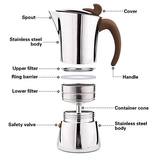 DYB Espressokocher Moka Pot induktion Home Edelstahl Kaffee Topf büro Make kaffeegerät italienische Konzentrat Kaffee… – Bild 5