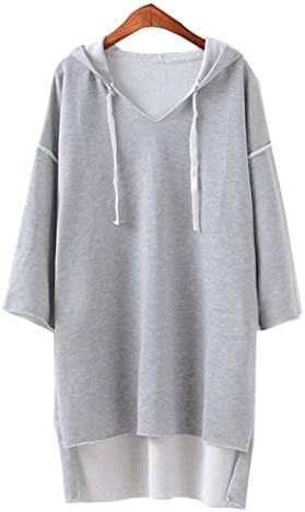 Cute Club Women's Solid Pullover Crew Neck Loose Casual Cropped Sweatshirts Grey