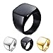 enhong Mens Rings Stainless Steel Square Signet Rings for Men,Black Pinky Thumb Ring for Dad Father Jewelry Gift for Him,Men's Ring for Biker Size 11