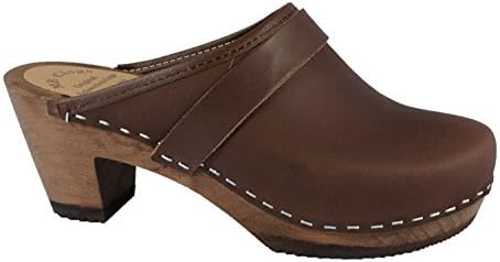 Oiled Leather Clogs Brown