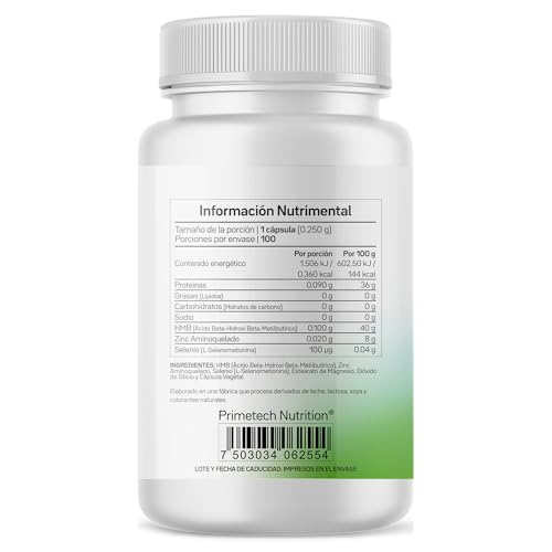 Primetech Nutrition Selenio con Zinc SEL-Z100, 100 Cápsulas | 100 Mcg de Selenio, 20 Mg de Zinc, Protección Antioxidante Potente
