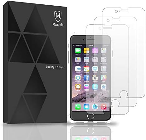Manords Compatible iPhone 6 iPhone 6s Screen Protector, 4.7-Inch Full Protection Durable Tempered Glass [3 Packs] with Two iPhone 6 iPhone 6s Cases