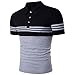 Cottory Men's Fashion Stripe Contrast Color Short Sleeve Polo T Shirt