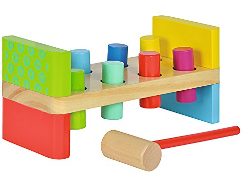 Eichhorn 100002221 - Bunte Klopfbank, enthält: Hammer, 8x Klopfstifte, 10x23,5x11cm, 10-tlg., Kiefernholz, Birkenholz – Bild 4