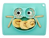 Qshare Toddler Plate, Portable Baby Plates for Toddlers and Kids, BPA-Free FDA Approved Strong Suction Plates for Toddlers, Dishwasher & Microwave Safe Silicone Placemat 11x8x1 inch