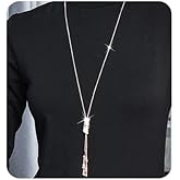 Chargances Crystal Long Necklace for Women Sweater Chain Statement Necklace Choker Adjustable Elegant Jewelry Rhinestone Accessories Dressy Collocation Winter Evening Party Wedding