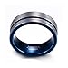 8mm Men's Blue Tungsten Wedding Band Ring Comfort Fit Flat Domed Brushed