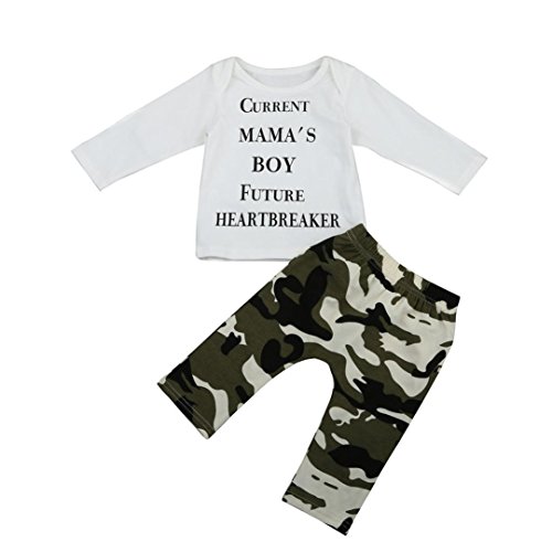Vovotrade ''MAMA'S BOY'' Letter T-shirt Tops+Camouflage Pants Set Newborn Baby Boys Outfits Clothes