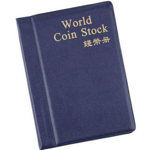 Pockets Coin Holder Collection Album, Coin Collectors Collecting 120 Coin Storage Book Pockets for Coins, Tokens, Badges(Blue)