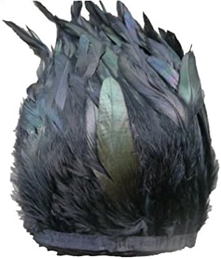 FSLESI Rooster Hackle Feather Fringe Trim 5-7" in Width Pack of 2-10 Yards (5Yards)