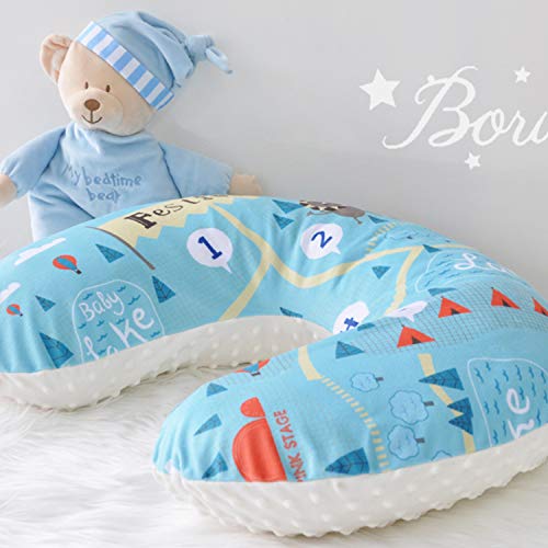 BORITAR Festival Nursing Pillow Slipcover Minky for Boys and Girls, Super Soft Classic Nursing Pillow Cover with White Dotted Backingï¼Œ Blue