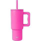 Simple Modern Kids 24 oz Tumbler with Handle and Silicone Straw Lid | Spill Proof and Leak Resistant | Reusable Stainless Steel Bottle | Gift for Kids Boys Girls | Trek Collection | Raspberry Vibes