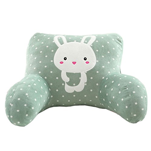 Mlotus Cartoon Rabbit Child Bedrest Lounger Plush Bed Rest Pillows with Arms Reading Pillow Blue