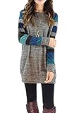 Poulax Women's Cotton Knitted Long Sleeve Lightweight Tunic Sweatshirt Tops, Navy Blue, S=US 2-4
