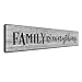 LACOFFIO Family Wall Art Decor Sign 16 x 3.5 Motivational Home Wall Art Decor Plaque Rustic Worn Grey Inspirational Quotes Wall Hanging Sign Family Is Everything