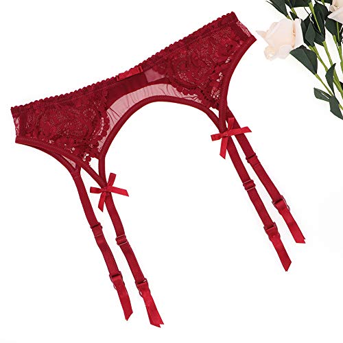 Varsbaby Women Sexy Lace Suspender Garter Belt for Thigh High Stockings (N019DD-Red3, M) - Thumbnail 4