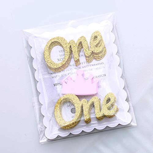 One Table Confetti. Gold and Pink ONE and Crown Confetti. - Thumbnail 2