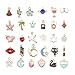 30 Pcs Assorted Enamel Charm Pendant Gold Plated Love Cactus Moon Star Dainty Dangle Crafting Accessories for Necklace Bracelet Ankle Jewelry DIY Making