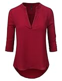 Doublju Classic High-Low Popover Chiffon Blouse Tops For Women With Plus size