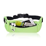 B-Land Running Belt - Water Resistant Runners Waist Pack Fanny Pack Workout Belt for Hiking - Adjustable Pouch Bag for iphone 6/7 /Plus Andriod Windows (Fluorescent Green)