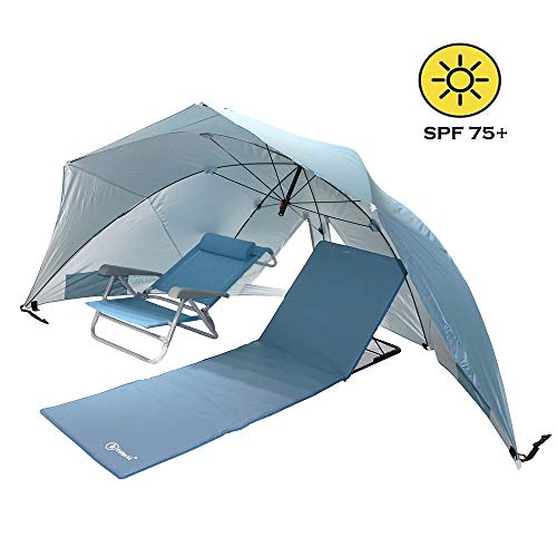 HOMECALL Strandschirm mit Fenster und Windschutz - UV-beständiges Polyester - Blau – Bild 5