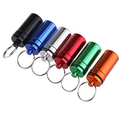 Waterproof Pill Holder,VORCOOL Box Aluminum Metal Pill Case Keychain Container Outdoor Medicine Bottle 6pcs