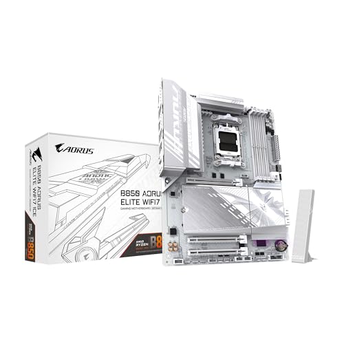 GIGABYTE B850 AORUS Elite WIFI7 Ice - Placa Base AMD AM5 LGA 1718, ATX, DDR5, 3X M.2, PCIe 5.0, USB-C, WIFI7, LAN de 2.5 GbE, EZ-Latch