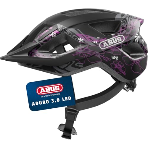 ABUS Fahrradhelm Aduro 3.0 LED, Größe S, Schwarz/Rot