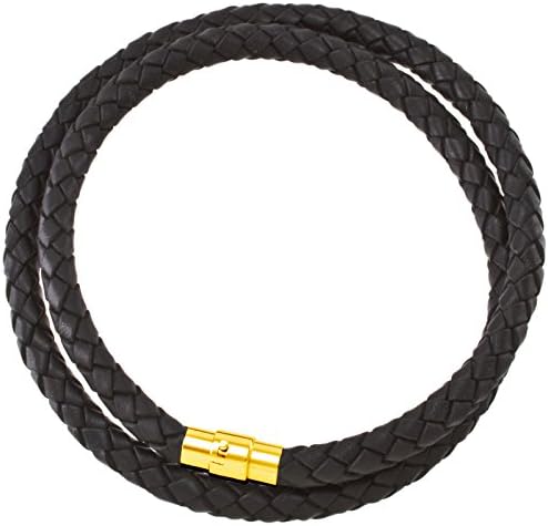 6mm Black Braided Bolo Leather Cord Necklace Choker Gold Toned Magnetic Lock 36" LCB0600BLKMAG_36